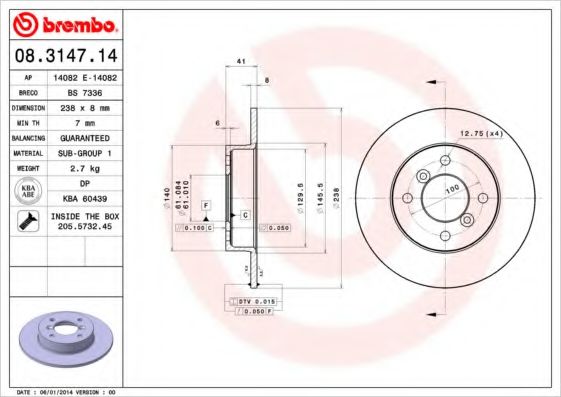 спирачен диск BREMBO