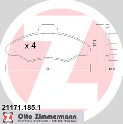 комплект спирачно феродо, дискови спирачки ZIMMERMANN