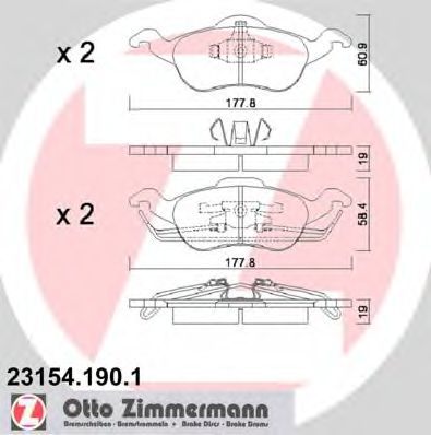 комплект спирачно феродо, дискови спирачки ZIMMERMANN