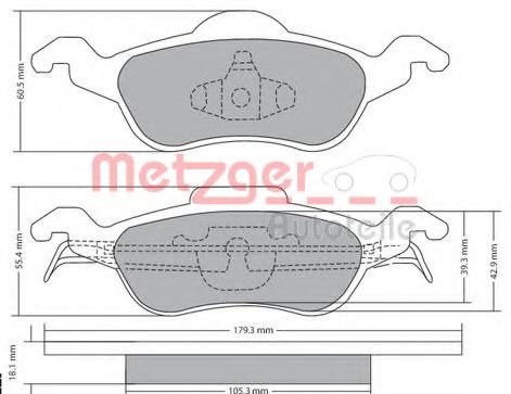 комплект спирачно феродо, дискови спирачки METZGER